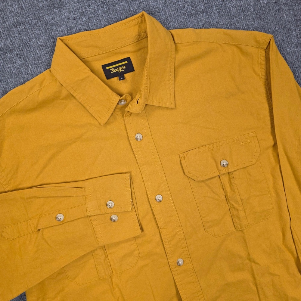 Seager Button Down Shirt Mens Large Yellow Long Sleeve Western Workwear Utility
